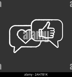 Customer feedback chalk icon. Social media likes and comments. Positive reviews. Rating, ranking. Isolated vector chalkboard illustration Stock Vector