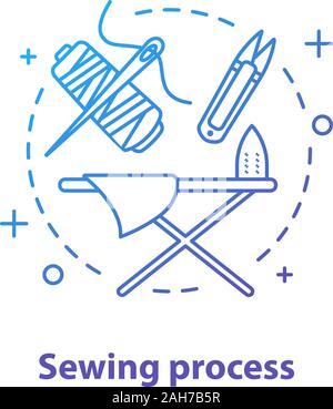 Sewing process concept icon. Tailoring idea thin line illustration ...