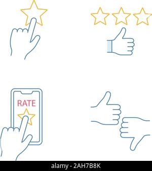 Rating color icons set. Add to favorite, customer review and feedback ...