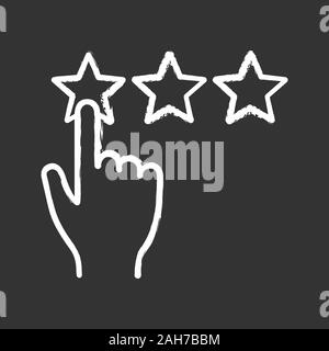 Low rating chalk icon. Negative feedback. Client review. Rating scale click. Ranking. Isolated vector chalkboard illustration Stock Vector