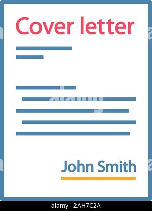 Cover letter color icon. Job application. Introduction letter. Document. Isolated vector illustration Stock Vector