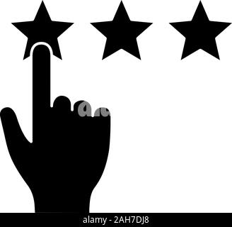 Low rating glyph icon. Negative feedback. Client review. Rating scale click. Ranking. Silhouette symbol. Negative space. Vector isolated illustration Stock Vector