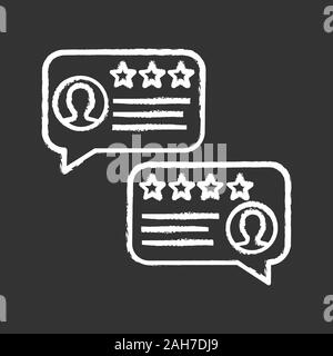 Customer reviews chalk icon. Positive feedback messages. Rating. Service satisfaction. Isolated vector chalkboard illustration Stock Vector