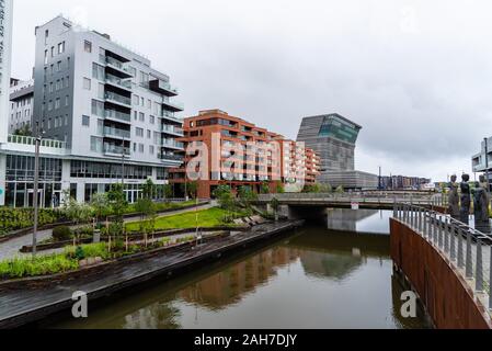 Oslo, Norway - August 11, 2019: View of Barcode Project area. A redevelopment on former dock and industrial land in central Oslo. Stock Photo
