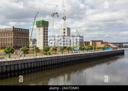 Barclays Bank Glasgow Campus headquarters construction site, formerly Buchanan Wharf, beside the River Clyde, Tradeston, Glasgow, Scotland, UK, Europe Stock Photo