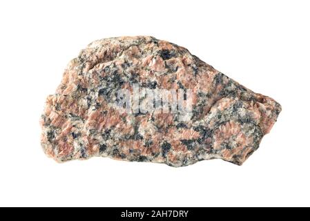 Granite stone with red, gray and white grains isolated on a white background Stock Photo