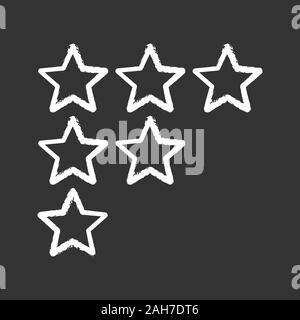 Stars rating chalk icon. Customer feedback and review. Low, high, moderate ranking scale. Isolated vector chalkboard illustration Stock Vector