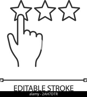Low rating linear icon. Negative feedback. Thin line illustration. Client review. Rating scale click. Ranking. Contour symbol. Vector isolated outline Stock Vector