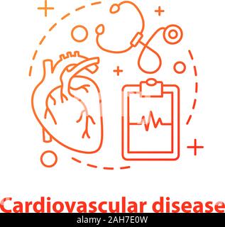 Cardiovascular disease concept icon. Cardiology idea thin line illustration. Healthcare. Vector isolated outline drawing Stock Vector