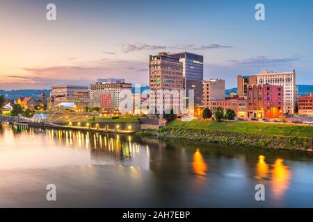 Charleston, West Virginia, USA downtown skyline on the river at dusk. Stock Photo