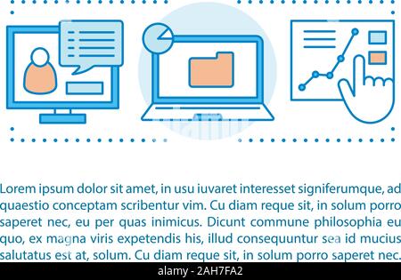 Computer science concept linear illustration. Data analysis and management. Article, brochure, magazine page layout. Digital technology. Text box. Pri Stock Vector