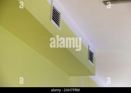 Ventilation shaft with air grates on the ceiling. Stock Photo