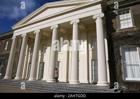 Neo-classical frontage of Trelissick House, Feock, Cornwall.  MODEL RELEASED Stock Photo
