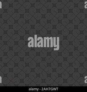 Twisted striped lines vector seamless pattern. Dark gray neutral tileable background. Stock Vector