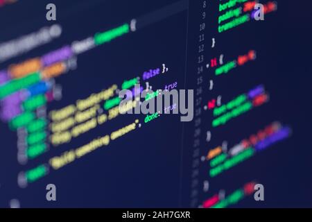 Developer screen with colored website programming code, php Stock Photo