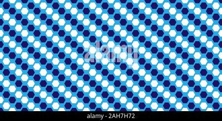 Seamless pattern in blue shades of parallel and consecutive hexagons. Stock Vector