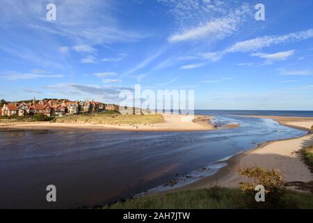 Alnmouth, Northumberland taken from Church Hill where historians think that in 684, St Cuthbert was elected Bishop of Lindisfarne Stock Photo