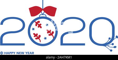 2020, Happy New Year, vector template for a poster, banner, postcard,  facebook, site cover, created by simple geometric figures. In the modern  style Stock Vector