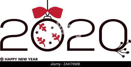 2020, Happy New Year, vector template for a poster, banner, postcard,  facebook, site cover, created by simple geometric figures. In the modern  style Stock Vector