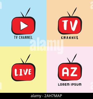 Youtube, Instagram, Live Streaming, Online Television, Web TV, Simple, Alphabetic, Pictorial, Cartoon Concept with play button, Red, Black, EPS 10 Stock Vector