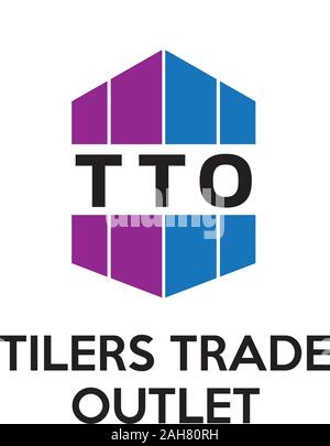 Tilers Trade Logo Concept, Simple Design, Real Estate, Developer, Blue, Purple Color Stock Vector