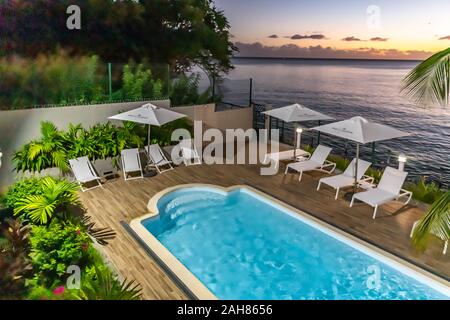 Caribbean sea view from balcony in Schloelcher, Martinique, France Stock Photo