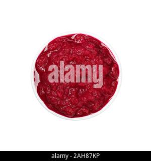 Tasty horseradish sauce in bowl isolated on white background Stock Photo