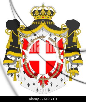 3D Sovereign Military Order of Malta Coat of Arms. 3D Illustration. Stock Photo
