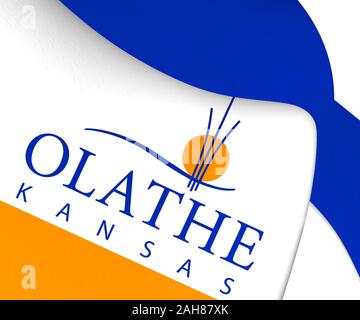 3D Flag of Olathe (Kansas), USA. 3D Illustration. Stock Photo