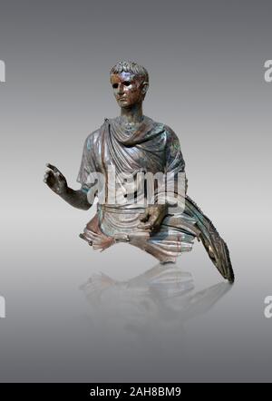 Roman bronze statue fragment of emperor Augustus, Circa 12-10 BC,  found in the Agean sea of  the Island of Euboea, Athens  Archaeological Museum Stock Photo