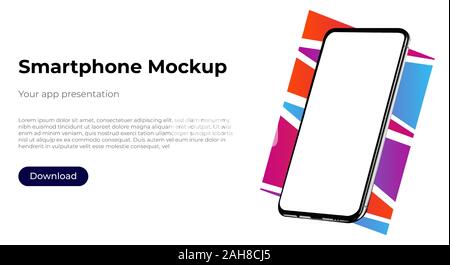realistic smartphone template mockup for user experience presentation. Stylish concept design for websites, applications and landing pages. Stock Vector