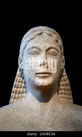 Statue Of A Kouros. Naxian Marble, Found In Thera. Typical Product Of ...