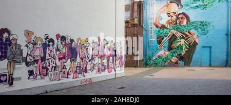 Eindhoven, Netherlands. October 10, 2019. Walls with graffiti in the city center. Street art, colorful artwork Stock Photo