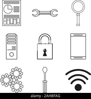 bundle of electronic business icons Stock Vector