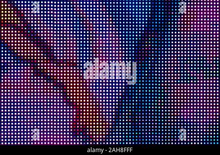 Digital screen background. Monitor or TV with image close up. Aesthetics of cyberpunk, neon and 80s. Stock Photo