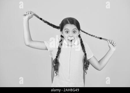 Hairdresser Salon Cheerful Schoolgirls Yellow Background Little