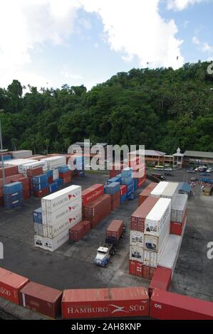 Containers on the quayside, Pago Pago, Tutuila, American Samoa Stock ...