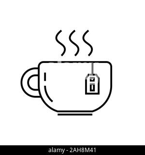 Cup of hot tea icon on white background. Simple line vector icon. Stock Vector