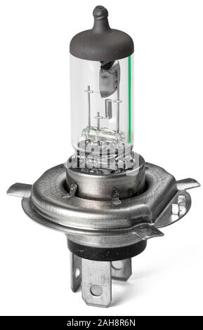 car headlight lamp H4 halogen - isolated on white background - with clipping path Stock Photo