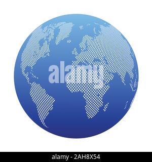 Dotted Pixeled Blue World Map Vector Design Stock Vector