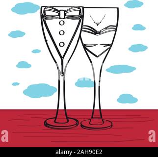 Champagne glasses illustration Stock Vector