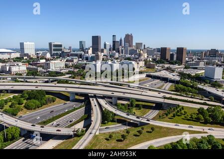 Aerial view of downtown district of Atlanta city in Georgia, USA ...