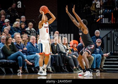 Charlottesville, VA, USA. 22nd Dec, 2019. Virginia Guard Kihei Clark (0) during the NCAA Basketball game between the University of South Carolina Gamecocks and University of Virginia Cavaliers at John Paul Jones Arena in Charlottesville, VA. Brian McWaltersCSM/Alamy Live News Stock Photo