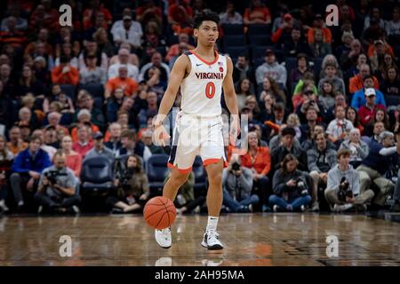 Charlottesville, VA, USA. 22nd Dec, 2019. Virginia Guard Kihei Clark (0) during the NCAA Basketball game between the University of South Carolina Gamecocks and University of Virginia Cavaliers at John Paul Jones Arena in Charlottesville, VA. Brian McWaltersCSM/Alamy Live News Stock Photo