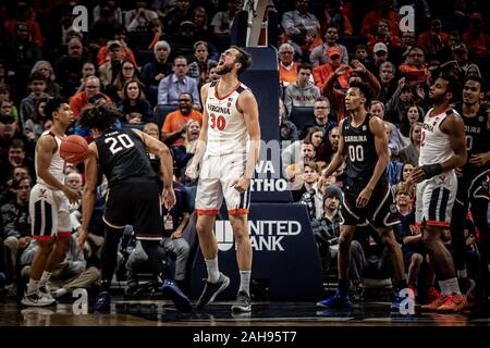 Charlottesville, VA, USA. 22nd Dec, 2019. Virginia Forward Jay Huff (30) during the NCAA Basketball game between the University of South Carolina Gamecocks and University of Virginia Cavaliers at John Paul Jones Arena in Charlottesville, VA. Brian McWaltersCSM/Alamy Live News Stock Photo