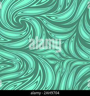Agua Menthe color seamless vector pattern from cut smooth stripes or brush strokes. Flowing abstract texture for prints, textile. Stock Vector