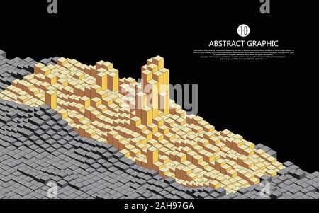 Matrix of countless blocks, big data, cloud computing, computer concepts. Stock Vector