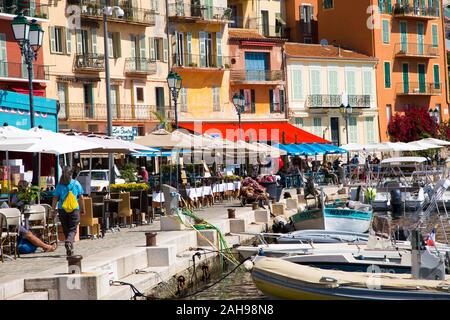 The idyllic French Riviera town of Villefranche-sur-Mer is a popular seaside resort in southern France Stock Photo