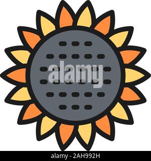 Vector sunflower, flower flat color line icon. Isolated on white background Stock Vector