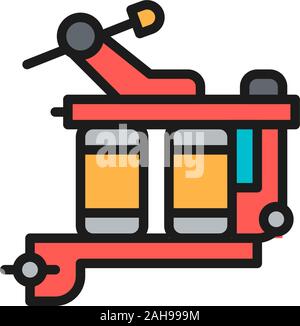 Vector induction tattoo machine, equipment flat color line icon. Stock Vector